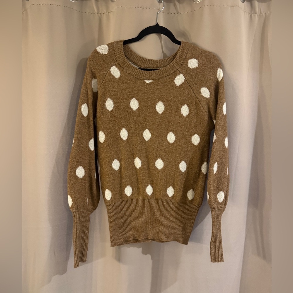 Lauren Conrad Brown Polka Dot Sweater